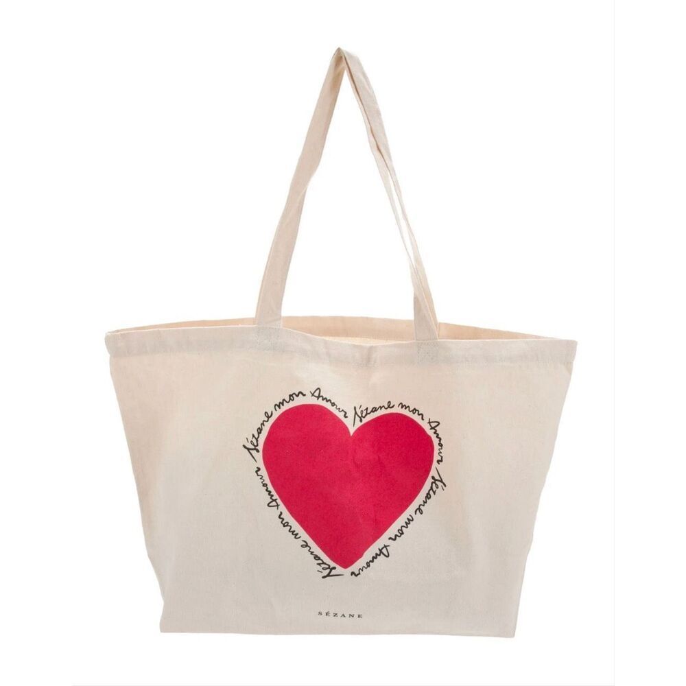 Sezane Neutral Heart Tote  | Cream
